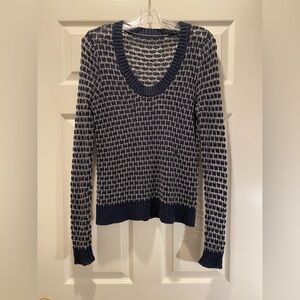 Rag & Bone Blue Silver Open Knit Mesh Sweater Edgy Layering Fall - Size M